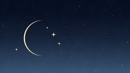 Night sky crescent moon stars