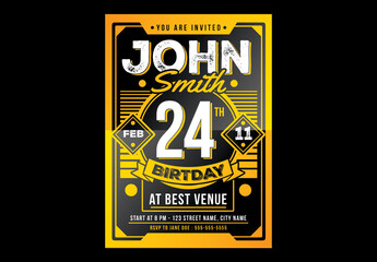 Vintage Birthday Party Invitation Gold