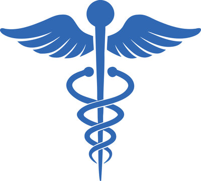 A striking blue caduceus symbol representing medicine health and professional care high quality