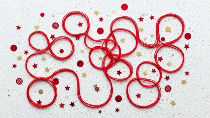 Abstract Festive: A captivating abstract composition of red lines, scattered stars, and circular elements, creating a visual symphony of holiday spirit.