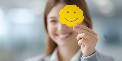 Employee mental health assessment hand congratulating smile background banner with health, congratulating, mental, assessment, employee, smile, hand