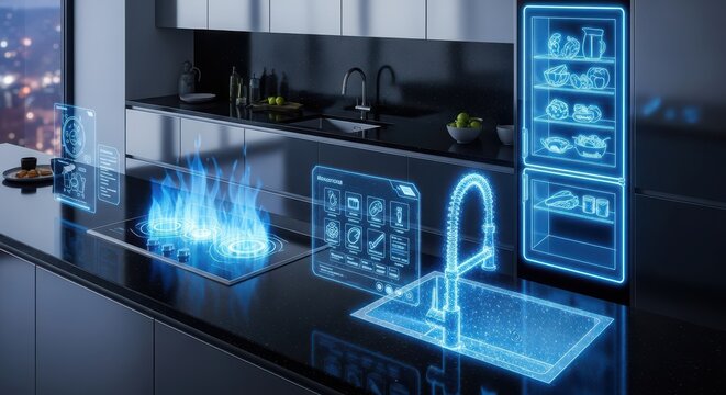 Futuristic smart kitchen technology innovations appliances futuristic kitchen design
