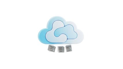 Servers with blue cloud computing structure