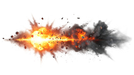 A vibrant, dynamic illustration of an explosion fire bonfire destruction isolated on a transparent background