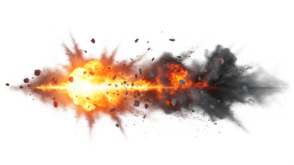 A vibrant, dynamic illustration of an explosion fire bonfire destruction isolated on a transparent background