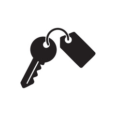 Black and white key and key tag icon simple vector illustration security and lock concept