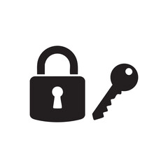 Black and white padlock and key icon security lock and keyhole vector illustration