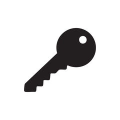Black and white key icon simple security and access symbol vector illustration
