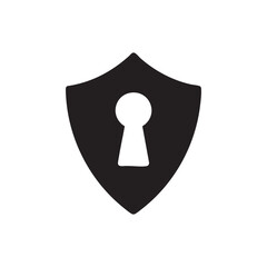 Black and white shield keyhole icon security protection lock symbol vector illustration
