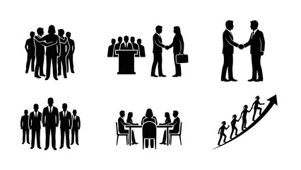 Black business people diagram showing delegation conference handshake