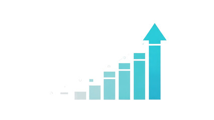 Turquoise color growth chart with arrow illustration