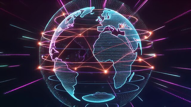 Futuristic Global Digital Network An Abstract Illustration Depicting Interconnected Data Streams, Communication Pathways, and Technological Connectivity Across the World