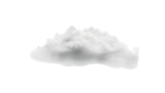A pile of white fluffy cotton or soft puffy cloud isolated on a plain white background with subtle shadows