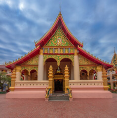 Wat Ong Teu Mahawihan (Temple of the Heavy Buddha), one of many Buddhist monasteries in the city of Vientiane in Laos.