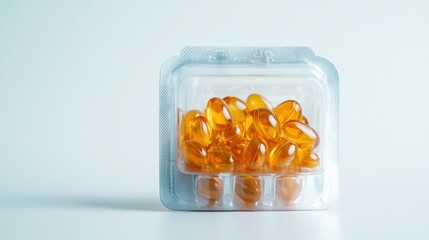 A detailed close-up of a transparent blister pack containing health capsules, symbolizing wellness, vitality, and the importance of dietary supplements in daily life.
