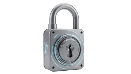 Silver padlock with keyhole, lock security system