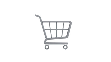 Gray shopping cart illustration with handle and wheels