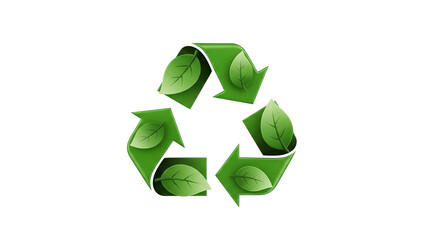 Green recycling arrows containing leaves concept