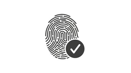 Black fingerprint icon with tick mark confirmation