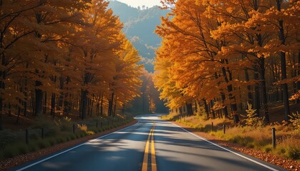 road in autumn forest