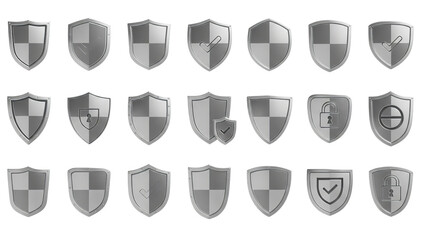 Silver shields icon set vector illustration