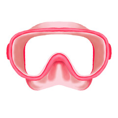 diving mask isolated snorkel and mask pink hand-drawn on a transparent background.