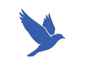 Obraz premium A blue bird in flight, soaring through the air with wings outstretched, a simple yet elegant illustration.