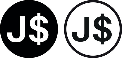 Obraz premium Jamaica dollar icon set in two styles . Jamaica currency symbol . Vector Illustration