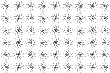 A seamless pattern of black spider illustrations on a white background