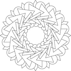 Abstract mandala coloring page with geometric pattern design. Perfect for relaxing art therapy and mindfulness coloring practice. Easy Coloring Pages for Adults. #816