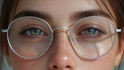Womans Green Eyes  Glasses.