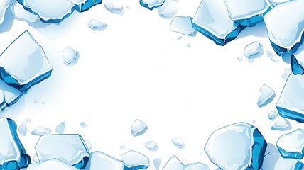 Shards of ice creating a crisp, cool border, symbolizing freezing temperatures fresh, themes invigorating