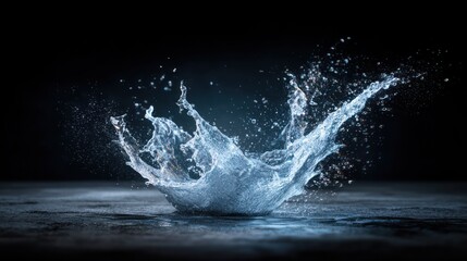 Water splash isolated on dark background