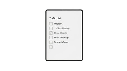 Checklist on a white tablet for planning process