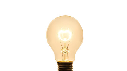 Electric bulb filament glowing on white background