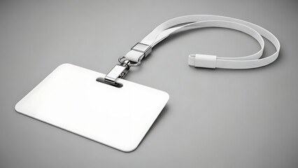 Blank white id badge with lanyard