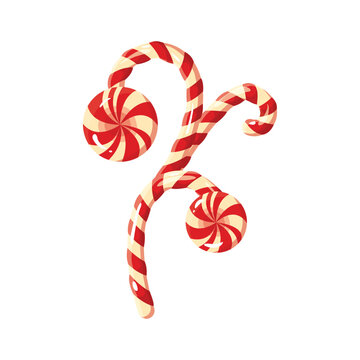 Fantasy candy tree with spiral lollipop swirls, plant of fantasy world vector illustration