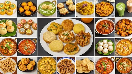 Colorful Indian Cuisine Platter Assortment of Dishes