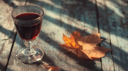 Autumnal drink on wooden table