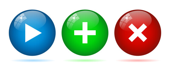 Obraz premium Play Plus and Close Button Icons