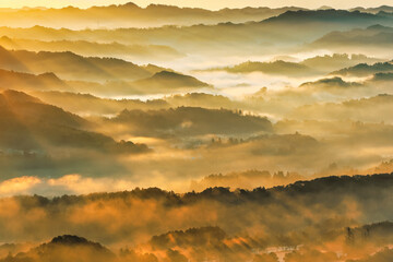 Morning view from Kanou mountain at Chiba, Japan. This is a combination of a fog and sunlight. © Thanksphoto