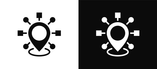 Mapping icon set black and white