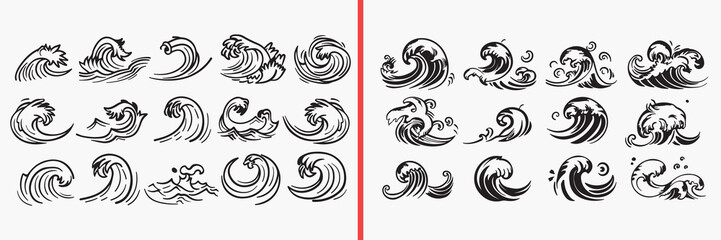 Fototapeta premium wave ornament illustration, decorative swirl elements, vintage curl designs, ornamental wave vector, classic flourish shapes, retro design elements, hand drawn swirls, decorative line art, ornamental 