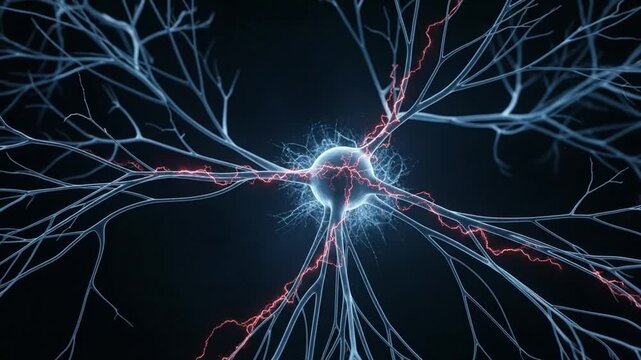 Nervous system visualization of trauma freeze state, abstract contrast.