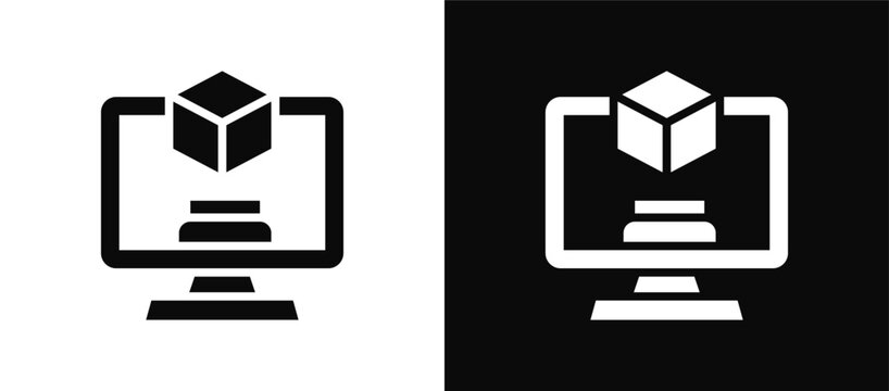 Simulation icon set black and white