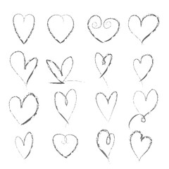 Collection of hand-drawn heart shapes in a sketch style. Expressive handwritten vector illustrations perfect for Valentine&rsquo;s Day designs, love messages, cards, stickers, and romantic branding.