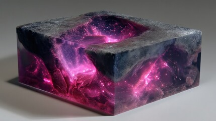 Purple pink resin cube