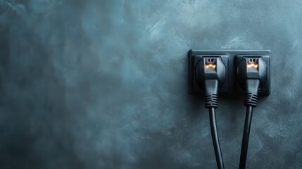 A sleek close-up image of a modern electrical wall socket with connected cables, illustrating the importance of technology in contemporary living spaces and power accessibility.