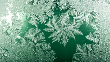 Macro frosted emerald glass with ice crystal patterns