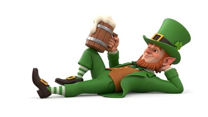 St patrick's day leprechaun enjoying beer on a festive holiday